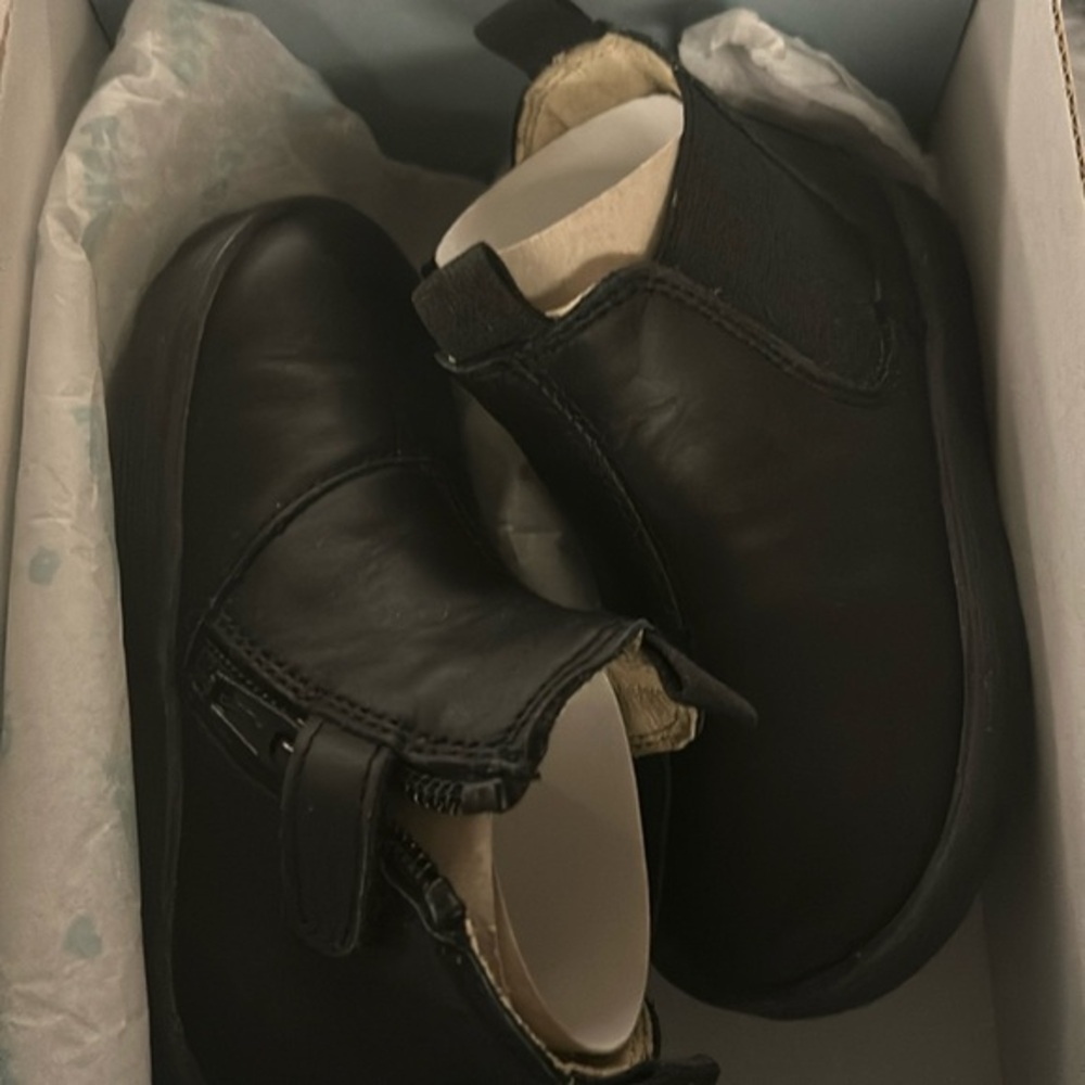 NWT FALCOTTO CONTE VL Boys Black Brushed Nappa Leather Shoes‎ with Strap Closure